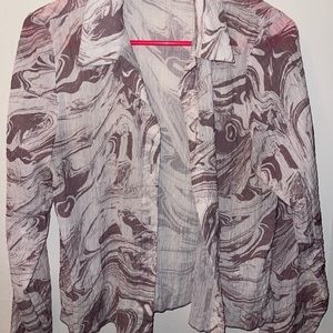 Long sleeve marbled button up